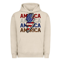 Pigment French Oak America with lightning bold Urban Hoodie - CowGirlArtShop