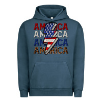 Pigment Midnight Navy America with lightning bold Urban Hoodie - CowGirlArtShop