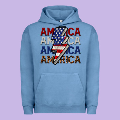 America With Lightning Bold Urban Hoodie Designed By Cowgirlartshop