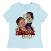 Baby Blue self made babe afro black woman Ladies Tee - texasbilliewilder