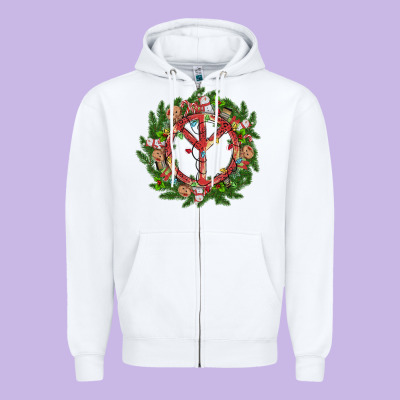 Christmas Peace Zipper Hoodie Designed By Maliassmallbusiness