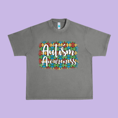 Autism Awareness Puzzle Background Urban Heavy Tee Designed By Artiststas