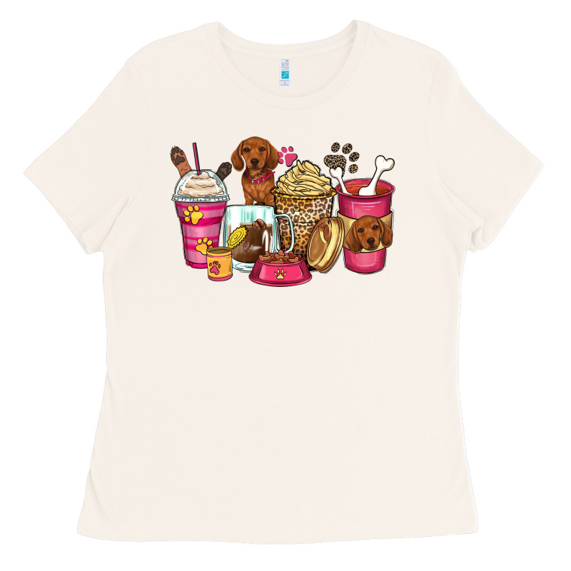 Dachshund Coffee Cups Ladies Tee by Zillion Design Studio | Teevron