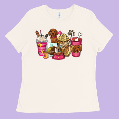 Dachshund Coffee Cups Ladies Tee Designed By Zillion Design Studio