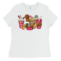 White dachshund coffee cups Ladies Tee - Zillion Design Studio