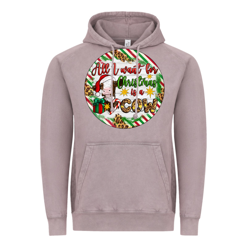 Christmas All I Want For Christmas Is A Cow Vintage Hoodie by Artiststas | Teevron