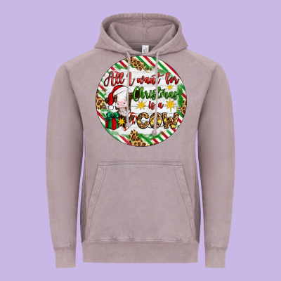 Christmas All I Want For Christmas Is A Cow Vintage Hoodie Designed By Artiststas