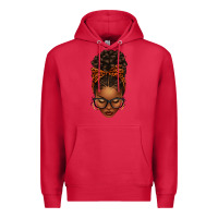 Cardinal afro messy bun orange leopard bow Premium Hoodie - texasbilliewilder