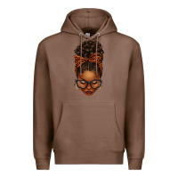 Chestnut afro messy bun orange leopard bow Premium Hoodie - texasbilliewilder