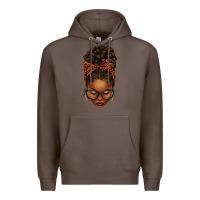 Coffee afro messy bun orange leopard bow Premium Hoodie - texasbilliewilder