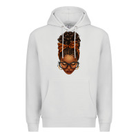 Dove Grey afro messy bun orange leopard bow Premium Hoodie - texasbilliewilder