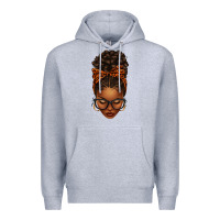 Heather Grey afro messy bun orange leopard bow Premium Hoodie - texasbilliewilder