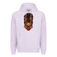 Lilac afro messy bun orange leopard bow Premium Hoodie - texasbilliewilder