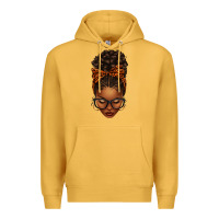 Mustard afro messy bun orange leopard bow Premium Hoodie - texasbilliewilder