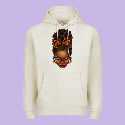 Afro Messy Bun Orange Leopard Bow Premium Hoodie Designed By Texasbilliewilder