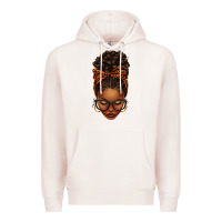 Pale Pink afro messy bun orange leopard bow Premium Hoodie - texasbilliewilder