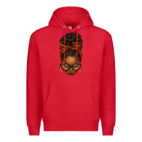Red afro messy bun orange leopard bow Premium Hoodie - texasbilliewilder