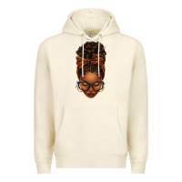 Sandshell afro messy bun orange leopard bow Premium Hoodie - texasbilliewilder