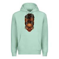 Seafoam afro messy bun orange leopard bow Premium Hoodie - texasbilliewilder