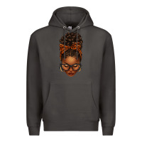 Smoke afro messy bun orange leopard bow Premium Hoodie - texasbilliewilder