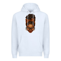 White afro messy bun orange leopard bow Premium Hoodie - texasbilliewilder