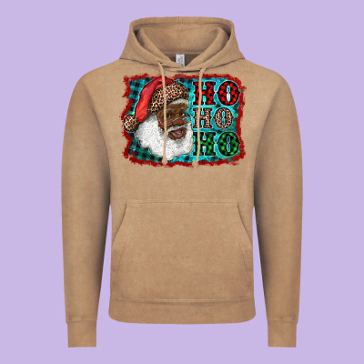 African American Santa Ho Ho Ho Vintage Hoodie Designed By Ranaportraitstore