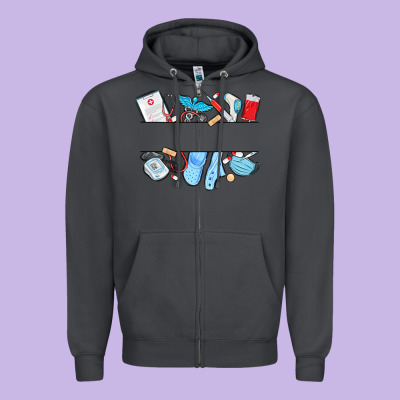 Custom Name Nurse Zipper Hoodie Designed By Maliassmallbusiness