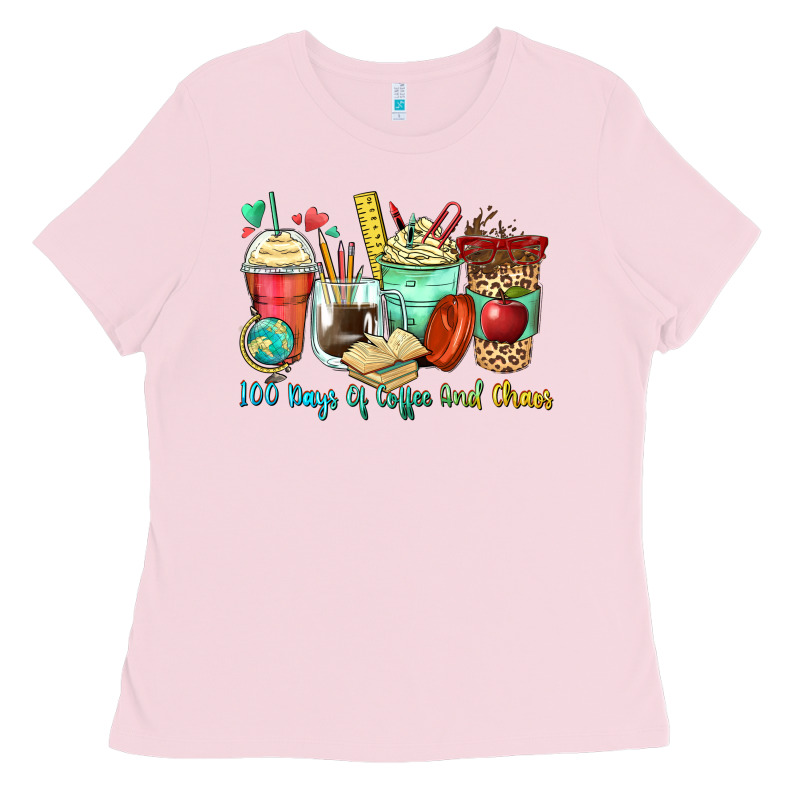 100 Days Of Coffee And Chaos Coffee Cups Ladies Tee by Zillion Design Studio | Teevron