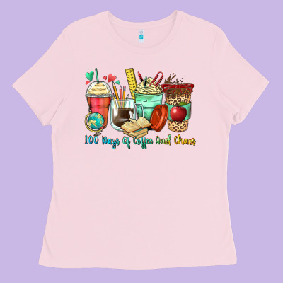100 Days Of Coffee And Chaos Coffee Cups Ladies Tee Designed By Zillion Design Studio