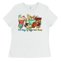 White 100 days of coffee and chaos coffee cups Ladies Tee - Zillion Design Studio