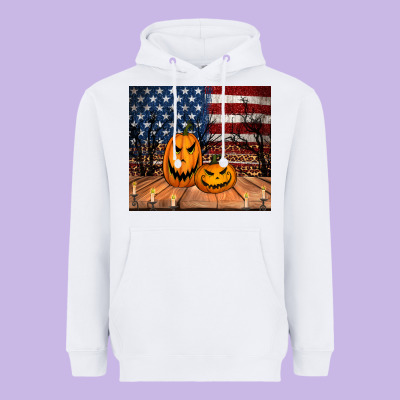 Halloween American Flag Tumbler Heavyweight Hoodie Designed By Jasminsmagicworld