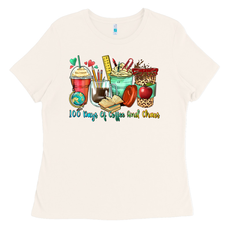 100 Days Of Coffee And Chaos Coffee Cups Ladies Tee by Zillion Design Studio | Teevron
