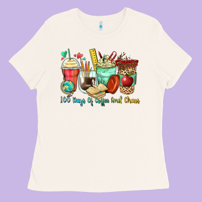 100 Days Of Coffee And Chaos Coffee Cups Ladies Tee Designed By Zillion Design Studio