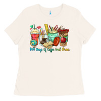 Bone 100 days of coffee and chaos coffee cups Ladies Tee - Zillion Design Studio