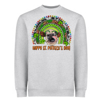 Heather Grey Western Happy St. Patrick's Day Cow Rainbow Heavyweight Sweatshirt - Artiststas