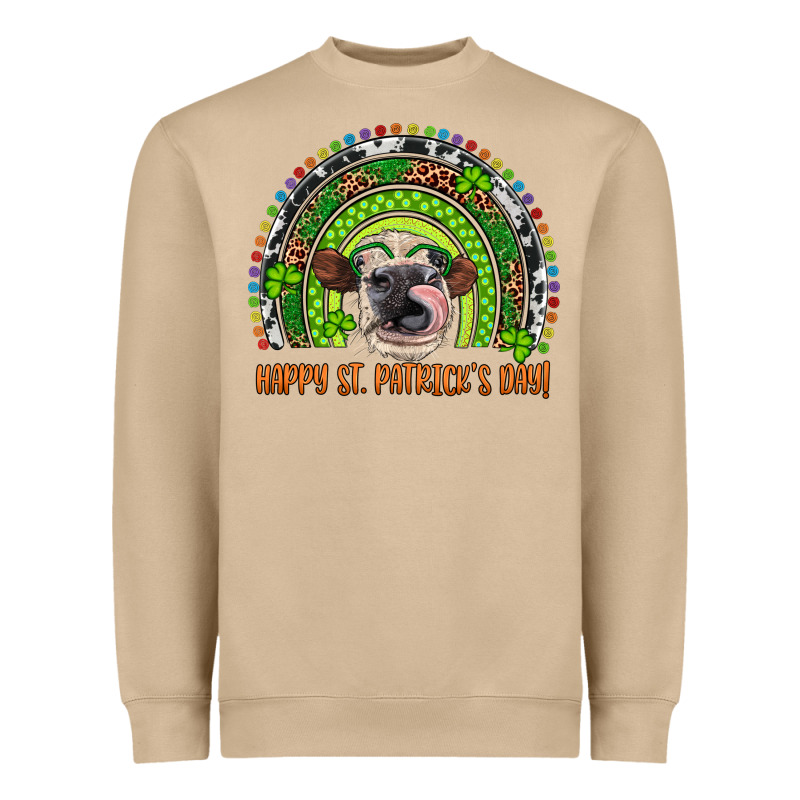 Western Happy St. Patrick's Day Cow Rainbow Heavyweight Sweatshirt by Artiststas | Teevron