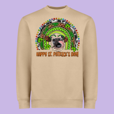 Western Happy St. Patrick's Day Cow Rainbow Heavyweight Sweatshirt Designed By Artiststas