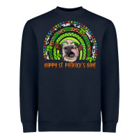 Navy Western Happy St. Patrick's Day Cow Rainbow Heavyweight Sweatshirt - Artiststas