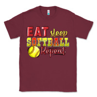 Burgundy Eat Sleep Softball Repeat Classic Tee - LillyAllenDesigns