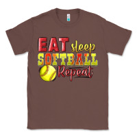Chestnut Eat Sleep Softball Repeat Classic Tee - LillyAllenDesigns