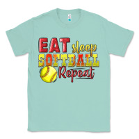 Seafoam Eat Sleep Softball Repeat Classic Tee - LillyAllenDesigns