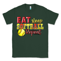 Sports Green Eat Sleep Softball Repeat Classic Tee - LillyAllenDesigns