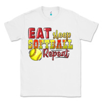 White Eat Sleep Softball Repeat Classic Tee - LillyAllenDesigns