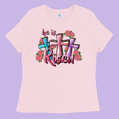 Ladies Tee He Is Risen Cross