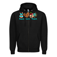 Black peace love teach Zipper Hoodie - NancyCooperArtShop