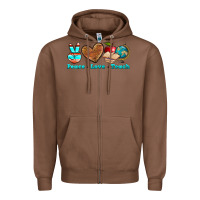 Chestnut peace love teach Zipper Hoodie - NancyCooperArtShop