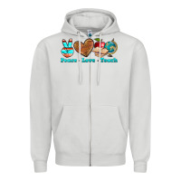 Dove Grey peace love teach Zipper Hoodie - NancyCooperArtShop