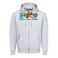 Heather Grey peace love teach Zipper Hoodie - NancyCooperArtShop