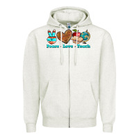 Oatmeal Heather peace love teach Zipper Hoodie - NancyCooperArtShop