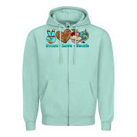 Seafoam peace love teach Zipper Hoodie - NancyCooperArtShop